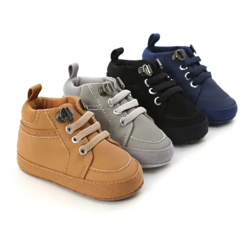 

Обувь для мальчика 0-18 м, для новорожденных мягкая подошва кожаная детская обувь, кроссовки для малышей, зима-осень, черные, коричневые