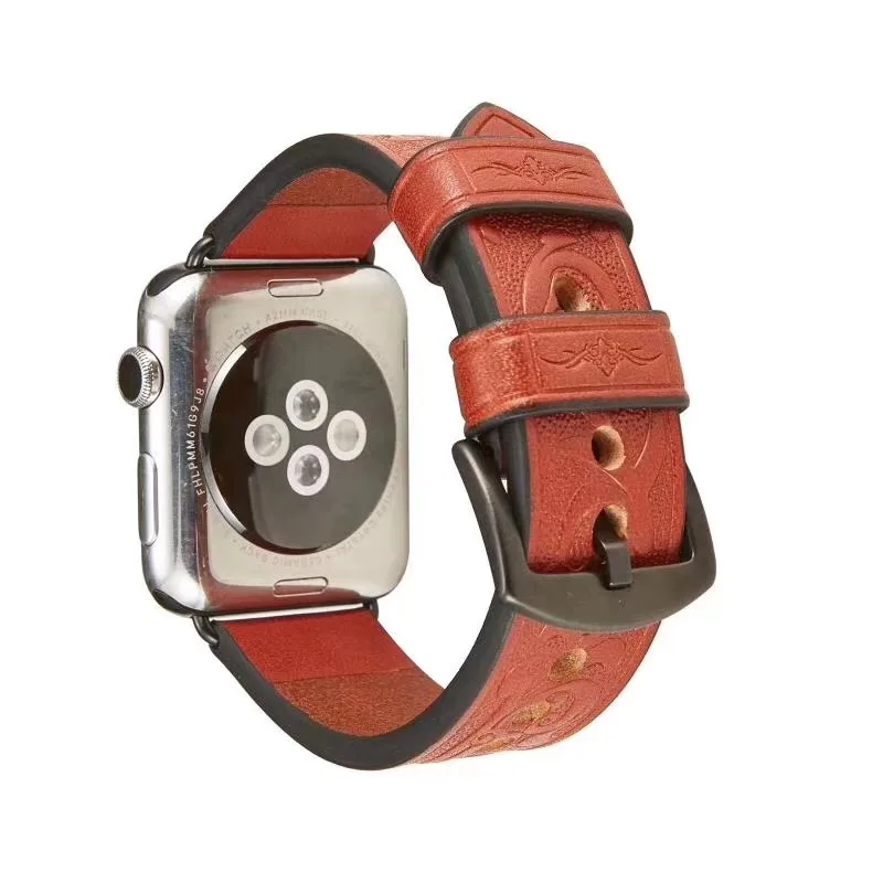 Настоящие древние роскошные кожаные часы ремешок для Apple Watch 5 4 3 2 1 Ремешок Браслет 38 мм 42 мм 40 мм 44 мм