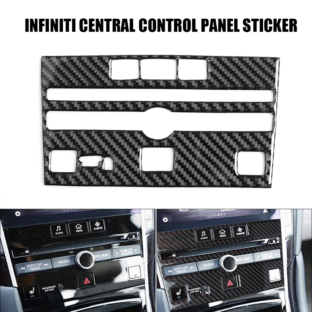 

Car Interior Center Console Panel Sticker Carbon Fiber Black Dash Frame Trim Decoration Cover for Infiniti Q50 Q60 2014-2019