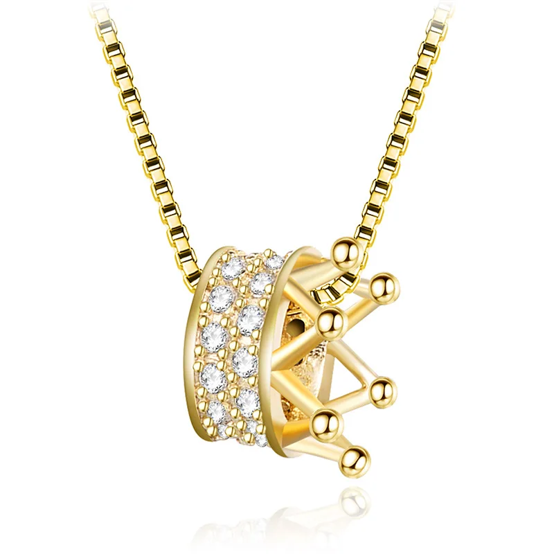 

Japanese and Korean simple fashion S925 sterling silver collarbone chain crown pendant female necklace birthday gift 005