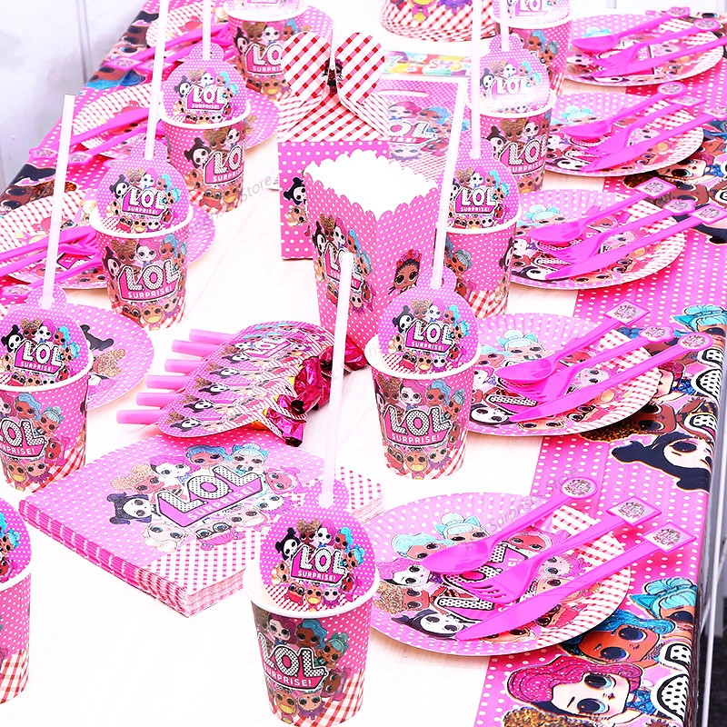 

LOL Surprise Dolls Birthday Party Decoration LOLs Cartoon Theme Party Supplies Tableware Cup Plate Spoon Cake Stand Parties