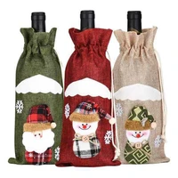 christmas wine bottle cover bag santa claus snowman tableware christmas wine bag for christmas new year decoration