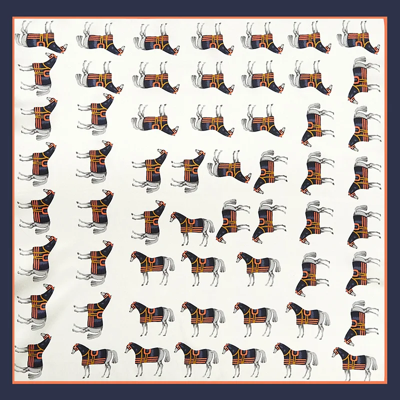 

2021 New European and American Silk Small Square Scarf Women's Hair Tie Band Animal Printed Handband Scarf Customized 53*53cm