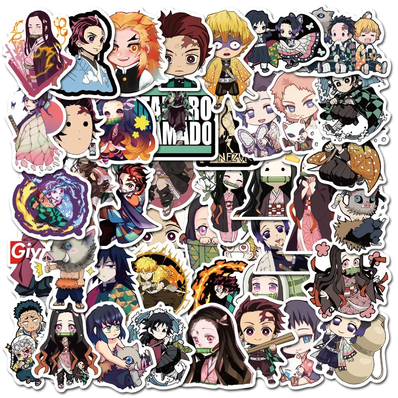 Pegatinas de Anime de Demon Slayer para ni&ntilde;os, Maleta de Graffiti, Notebook, monopat&iacute;n, decoraci&oacute;n de tel&eacute;fono m&oacute;vil, 10/30/50 Uds., venta al por mayor-3