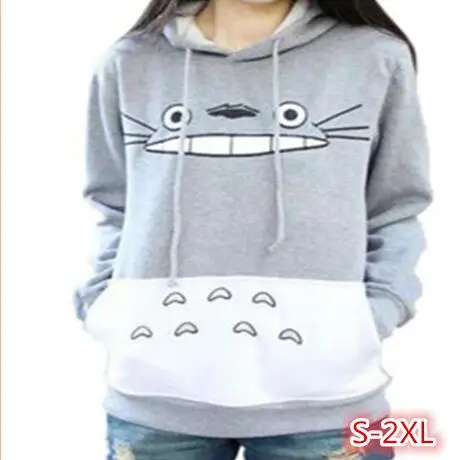 Супер милая зимняя женская одежда My Neighbor Totoro Аниме Топ с капюшоном футболка