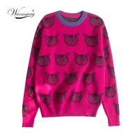 high quality runway designer cat print knitted sweaters pullovers women autumn winter long sleeve harajuku sweet jumper c 192