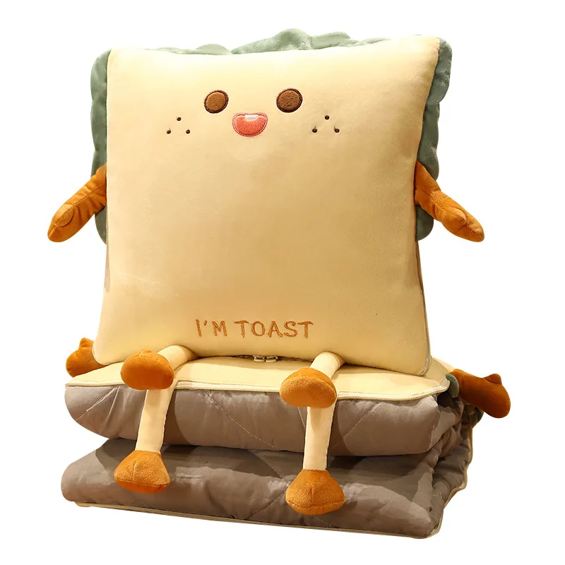 

Toast Bread Pillow Quilt Nap Air Conditioner Quilt Two-in-one Office Cushion Student Dormitory Cute Pillow Dual-use Pillow Quilt