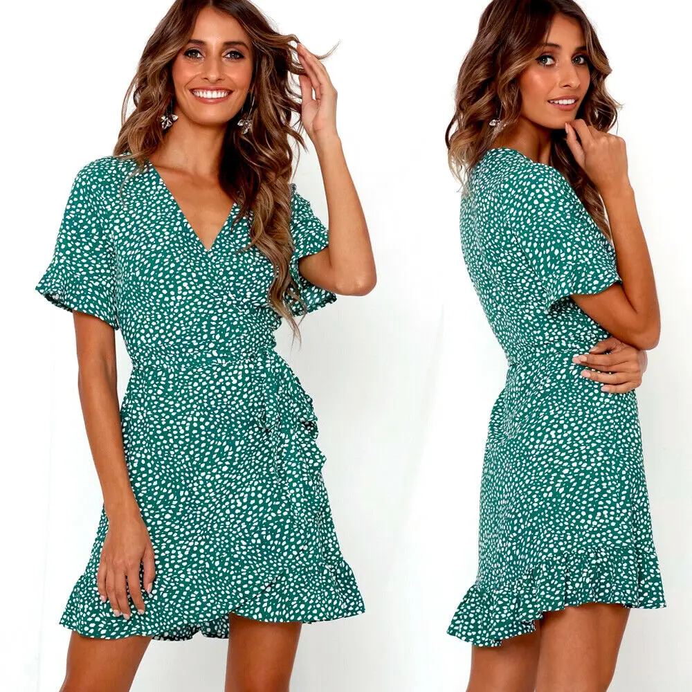 Женское мини платье с оборками Boho летние вечерние пляжные платья|Женские платья|