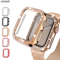 diamond case for apple watch 7 41mm 45mm 44mm 40mm 42mm 38mm accessories bling bumper protector cover iwatch series 3 4 5 6 se