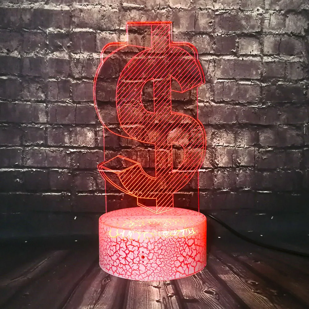Бесплатная доставка Новый 3D доллар наличные модель светодиодный светильник