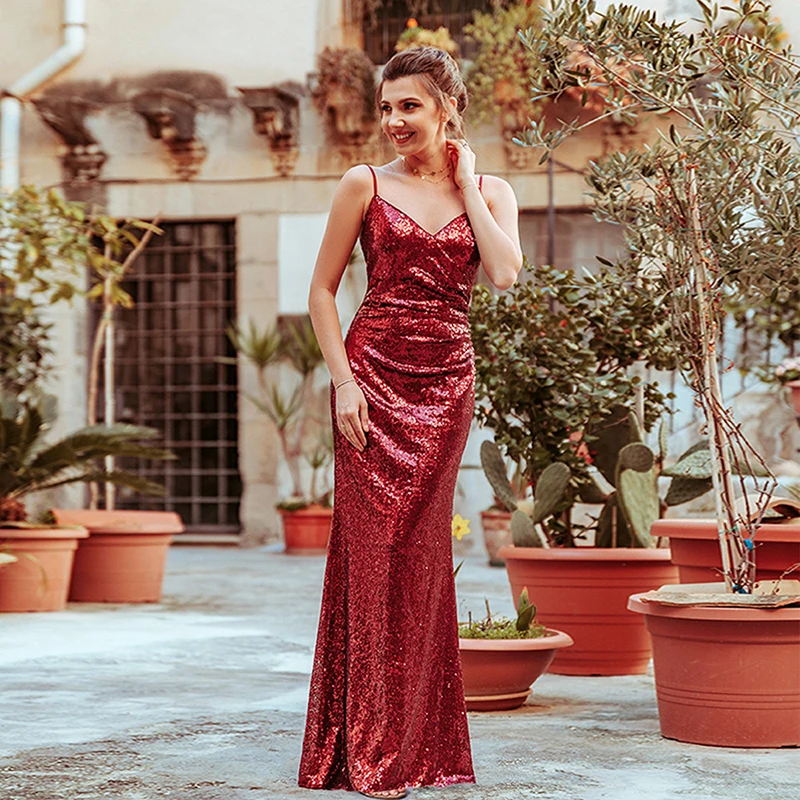 Женское длинное платье без рукавов с блестками женские платья на бретелях
