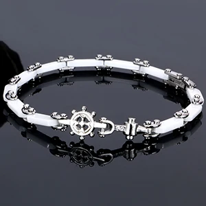 White Bracelet Женские браслеты для женщин с кристаллами, очаровательные керамические браслеты и браслеты из нержавеющей стали, женские свадебные модные ювелирные изделия - Окраска металла: White Bracelet