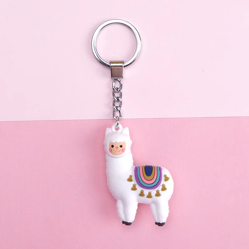 New Qualitied Original cartoon Lamb cute Luck Zodiac Alpaca keychain key ring Simulation Animals Pendant Jewelry Birthday gift images - 6