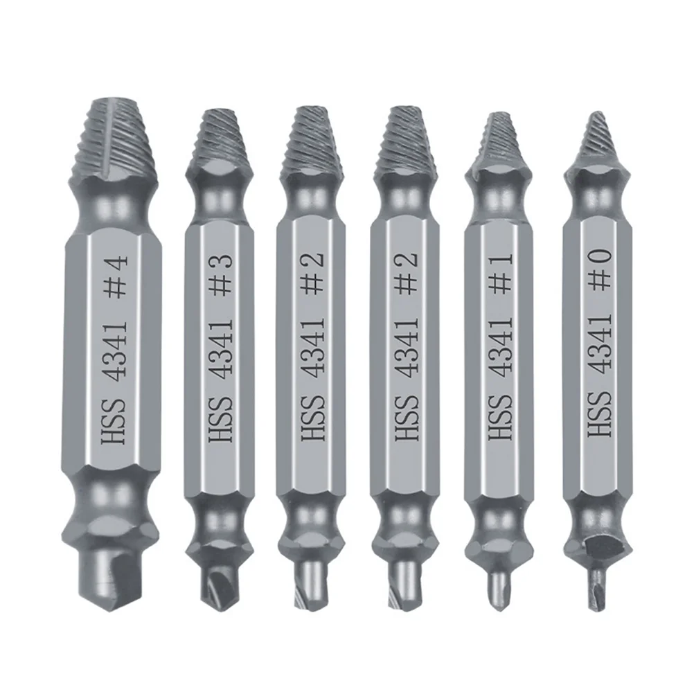 

Набор сверл для извлечения поврежденных болтов, комплект из 6 направляющих, двухсторонний экстрактор поврежденных болтов (серебристый)