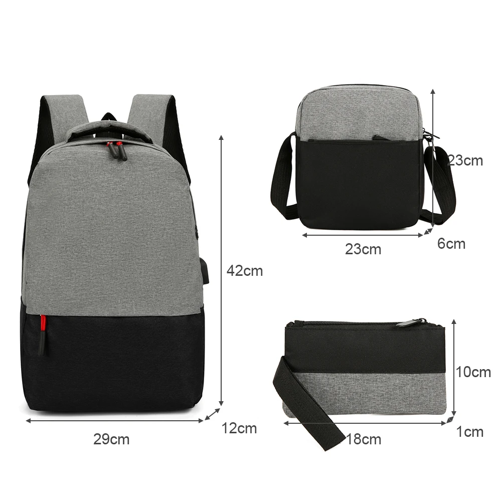3pcs/Set Canvas Laptop Backpack Large Capacity Men Women Business Travel School Shoulder Bag Teenager Boys Girls Mochila Bagpack | Багаж и