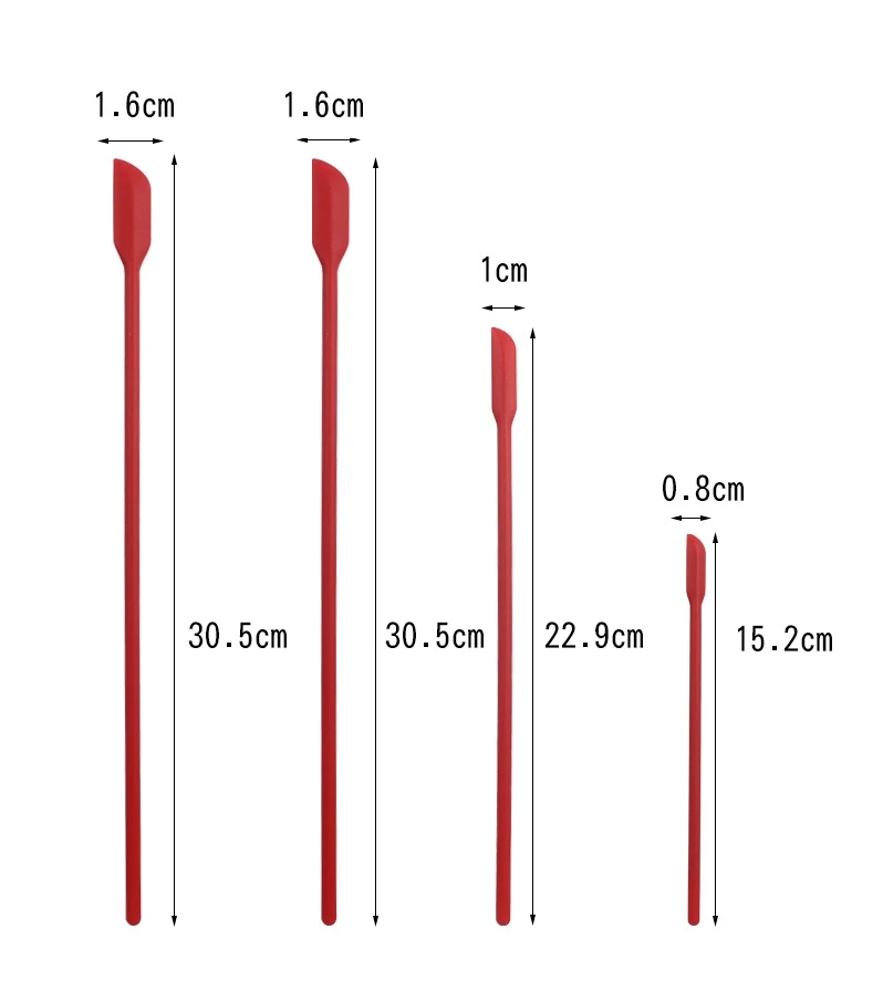 

4Pcs Flexible Silicone Scraper Reusable Kitchen Spatula Jar Cake Cream Jam Scrapers Makeup Face Mask Beauty Tool Lengthen Handle