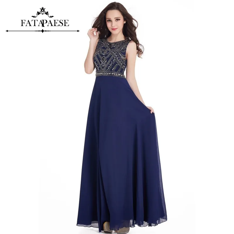 FATAPAESE из бисера с украшением в виде кристаллов Темно синие Длинные вечерние