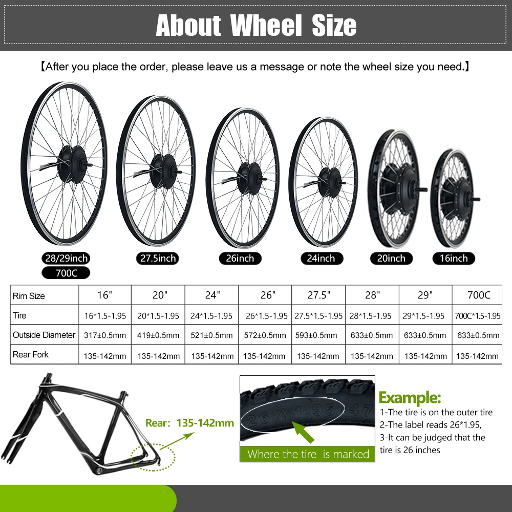 Комплект для переоборудования электрического велосипеда бесщеточный 36 В 500 Вт 48