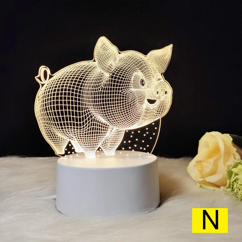 Мультяшный ночной Светильник 3D светодиодный USB Dream мягкий Настольный Ночной