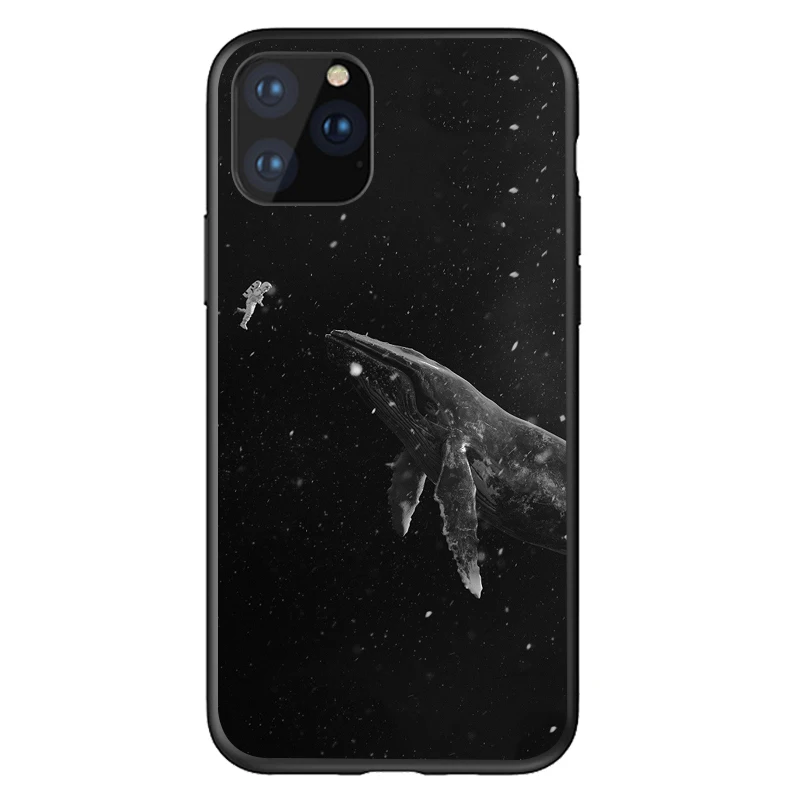 whale in space astronaut cover for iphone se2020 6 6s 7 8 plus x xr xs 11 pro max soft silicone phone case shell free global shipping