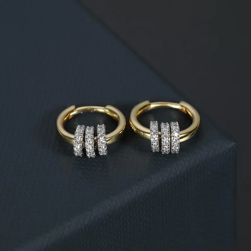 Fashion Earrings For Women Statement Small Circle Zircon Geometric Rhinestone Luxury Designer Jewelry For Women ZK40 - Metal Color: Light Yellow Gold Color