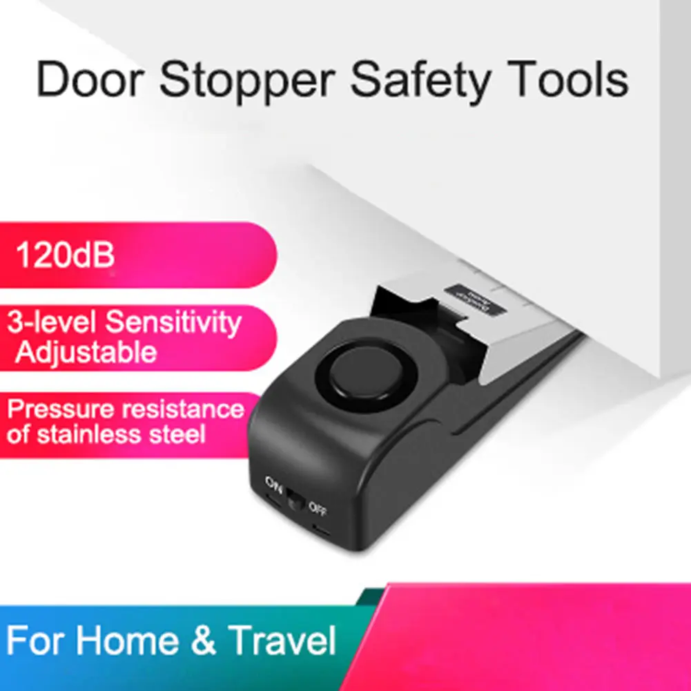 

Wedge Door Stop Alarm 120DB Traveling Home Apartment Security Door Stopper Doorstop Safety Tools Security Alarm Type Equipment