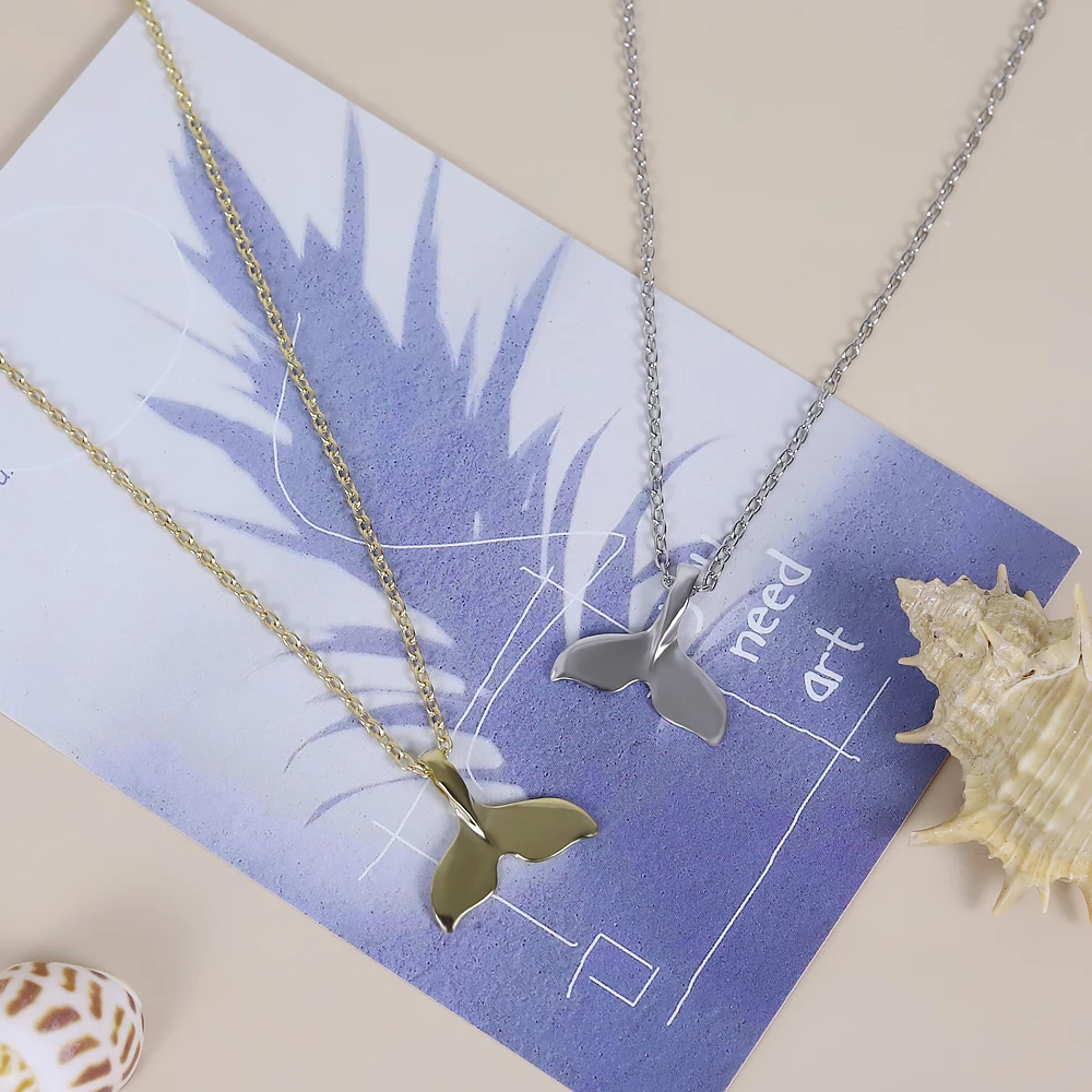 Новый дизайн животное модное женское длинное ожерелье с подвеской Кит хвост рыба