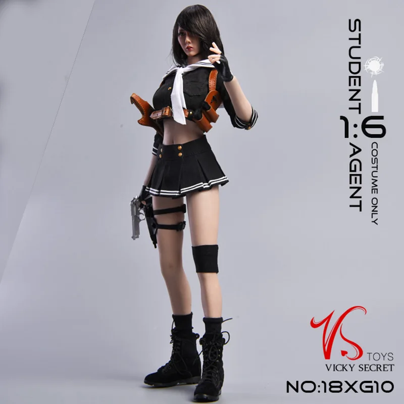 VStoys 1:6 женский солдат Студенческая Униформа агента Одежда Набор с ручным душем