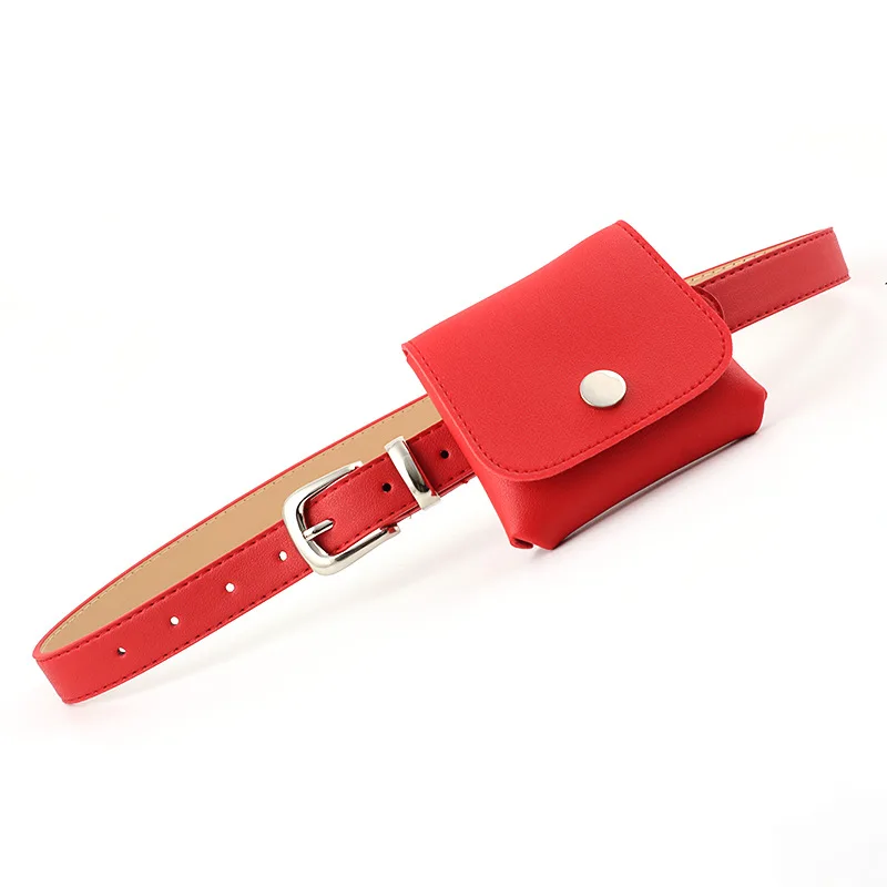 

PU Leather Women's Belt With Lace Up Drawstring Bucket Pocket Belts Female 200 Autumn Winter Fashion Clothing Tide