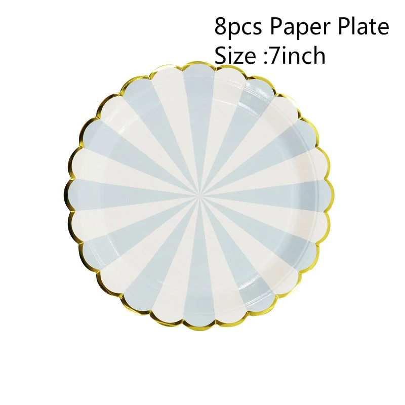7inch Blue Plate Первый день рождения, детская вечеринка, подарок, розовая/синяя Золотая фольга, бумажная салфетка под тарелку кружку, детский душ, свадьба, сделай сам, украшение, посуда, принадлежности - Цвет: 7inch Blue Plate