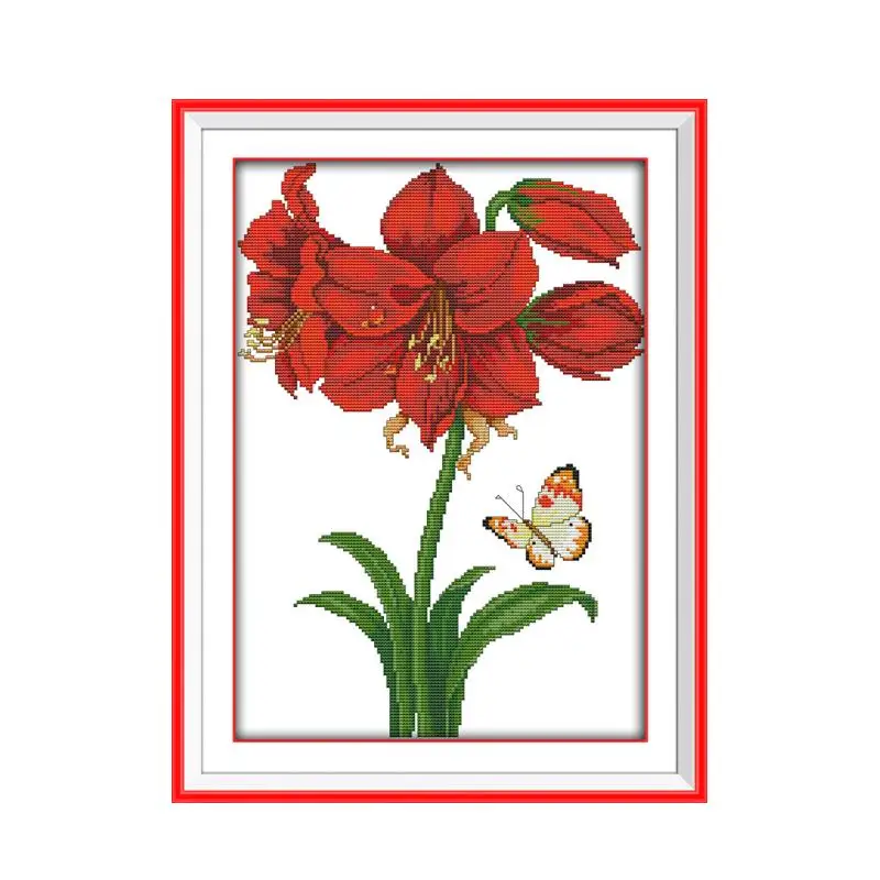 

Butterflies over Flowers (14) cross stitch kit lily 14ct 11ct count print canvas stitching embroidery DIY handmade needlework