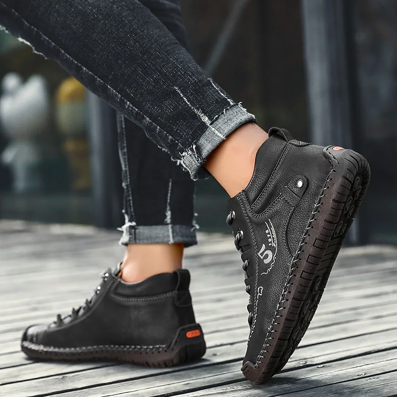 Мужская зимняя обувь сохраняющая тепло мужские ботинки на меху высокое качество