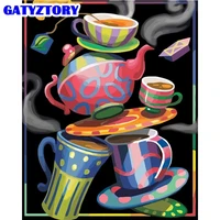 gatyztory frame painting by numbers kits kettle paints by numbers for adults modern home wall artcraft home decor 60x75cm