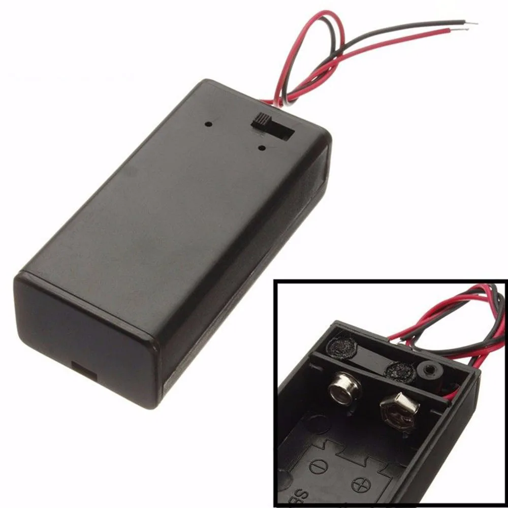 2020 New 1pc 9 Volt Box Pack Power Toggle Black 9V Battery Holder with ON/OFF Switch Power Bank Case корпус