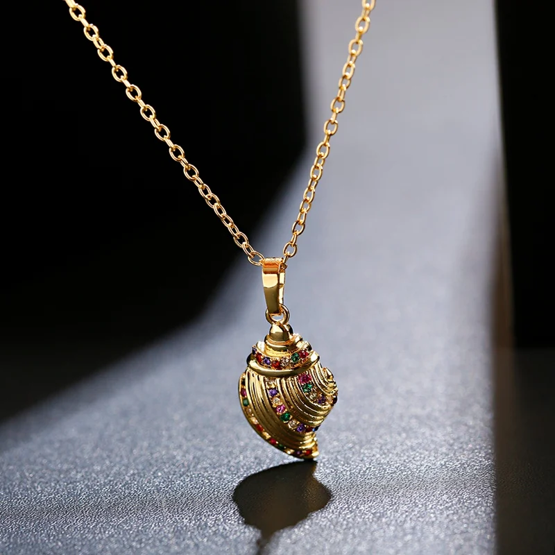 Высокое качество кубического циркония кулон ожерелье для женщин золотой цвет CZ