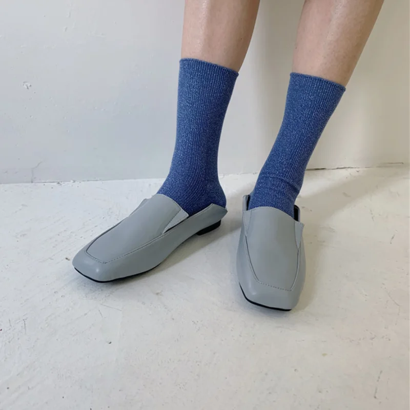 Весенние хлопковые носки с блестками для женщин однотонные простые модные