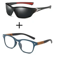 2pcs squared blu wooden comfortable frame ultralight reading glasses for men women and sports polarized sunglasses