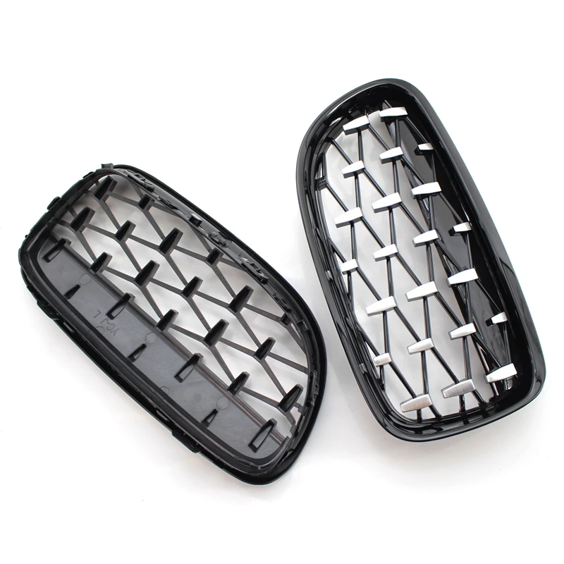 

Front Kidney Grill, Front Hood Diamond Grille Meteor Grill For-BMW 3 Series E90 E91 2009-2012 Gloss Black & Chrome