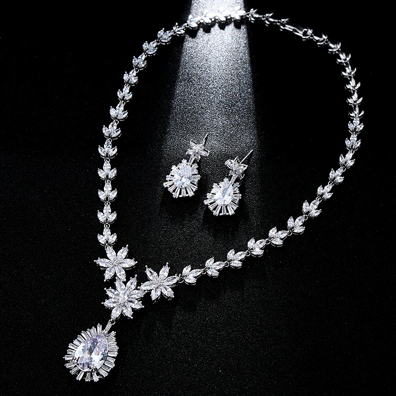 MASHAWU роскошный хит продаж AAA циркон ювелирный набор модные серьги и ожерелье