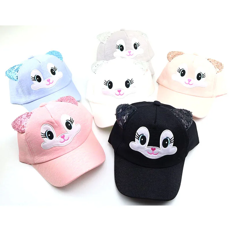 Новые детские милые хлопковые бейсбольные кепки с кошачьими ушками для девочек