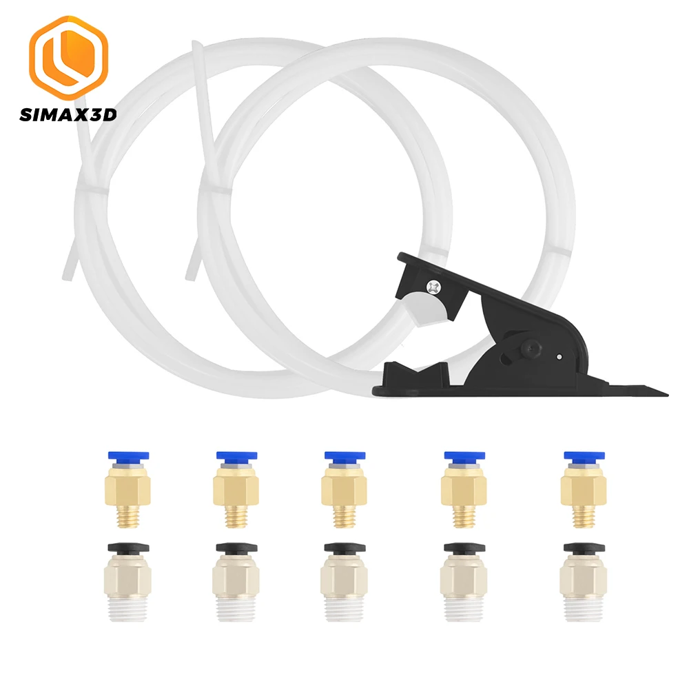 5pcs PC4-M6+PC4-M10 Push Straight Pneumatic Quick Fittings Connector with PTFE Teflonto Tube + Pipe Tube Cutter 3D Printer Parts