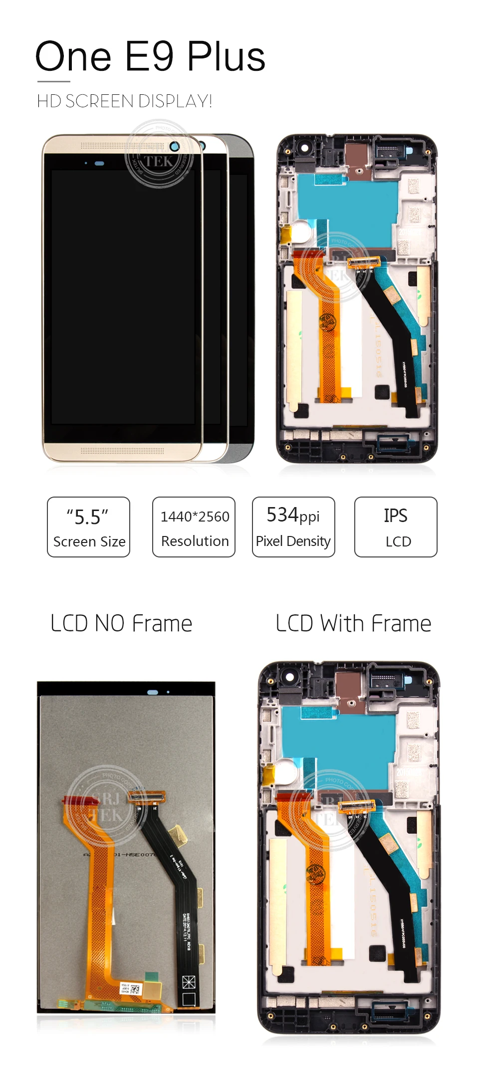 Srjtek экран для htc One E9 Plus ЖК-дисплей сенсорный дигитайзер Сенсорное стекло в сборе с рамкой 5,5 ''для htc One E9 Plus сенсорный