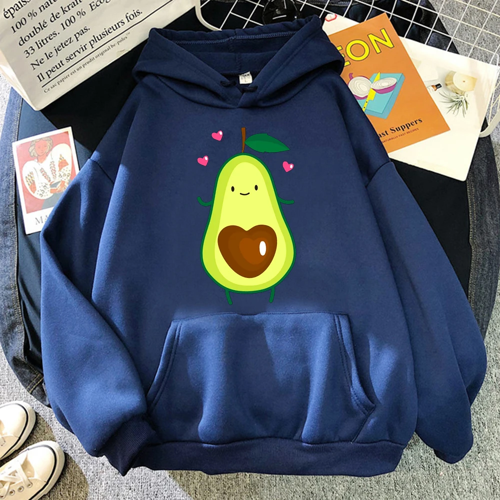 

Kawaii Love Avocado Print Sweatshirts Male Cool Skin Friendly Tracksuit For Men Harajuku Custom Hooides Velvet Fleece Pullover