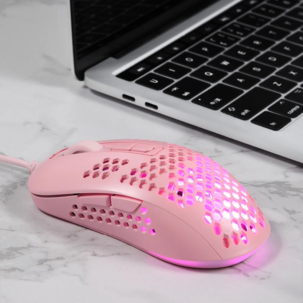 

Laptop Computer Ergonomic Mice Silent Gaming Mouse Lightweight Hollow 7-Color RGB Backlight Optical Computer Mice