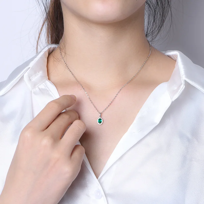 

Wong Rain Vintage 925 Sterling Silver Emerald Created Moissanite Gemstone Pendant Necklace Engagement Fine Jewelry Wholesale