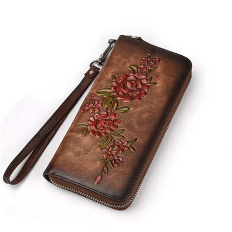

European And American Fashion Retro Tree High Leather Zipper Bag Leather Head Layer Cowhide Hand-colored Casual Handbag Fashion