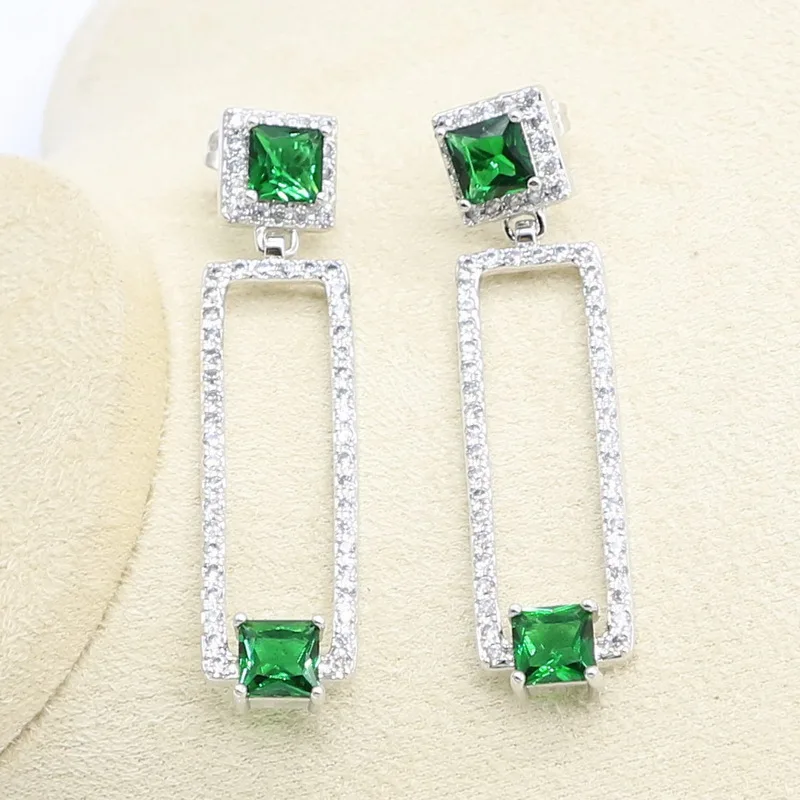 Геометрическая зеленая циркониевая Серебряная цветная стандартная Свадебная