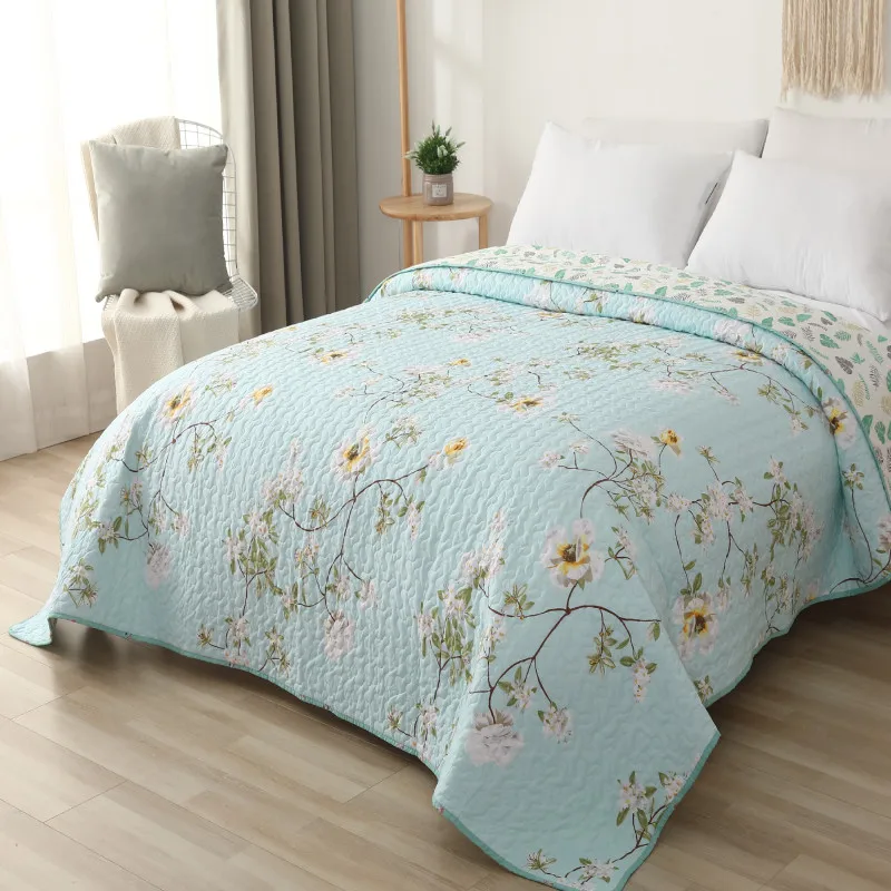 

Floral Printed Quited Bedspread Breathable Home Bedding Summer Duvet Quilt Blanket for Adults Coverlet Cubrecam Bed Cover Colcha