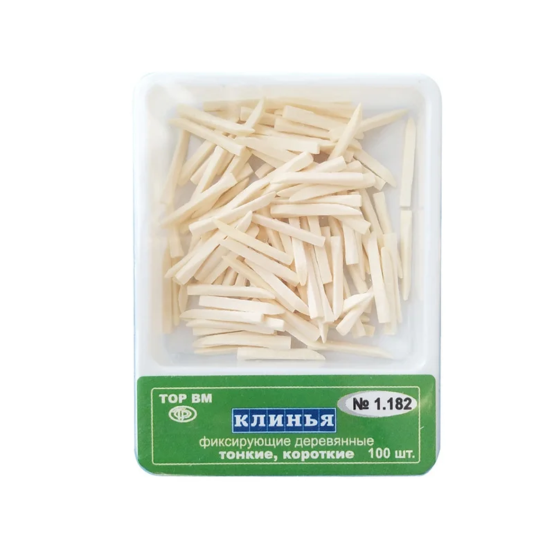 

100pcs Dental Wooden Wedges Thin Short Anatomically Shaped Dental Fixing Wooden Wedge 1.182 White Russia TOP BM Dental Material