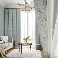 2022 new curtains for living dining room bedroom insulated hollow bedroom korean lace hook type window curtain